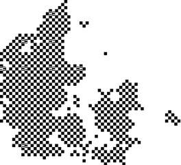 Poster - Denmark map country from checkered black and white square grid pattern