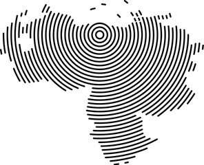 Fototapete - Venezuela map country from futuristic concentric black circles