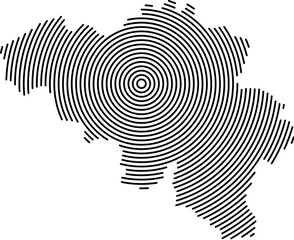Fototapete - Belgium map country from futuristic concentric black circles