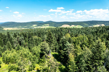 The view from the observation tower on the Slovakia-Poland border, built in memory of the place where the cruel battles took place during the Second World War