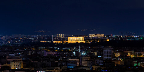 Wall Mural - Ankara Wonderful night view long exposure of Atatürk's mausoleum and millet mosque	