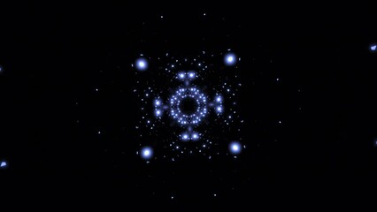 Aufkleber - Space cyber tunnel with glowing dots. Design. Cosmic pattern with glowing dots in tunnel. Tunnel with shimmering moving pattern of glowing dots in spaceship