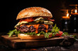 © Michael - Fresh beef burger on dark background