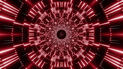 Poster - Flying through the glowing neon digital tunnel in outer space. Design. Alien space ship interior.