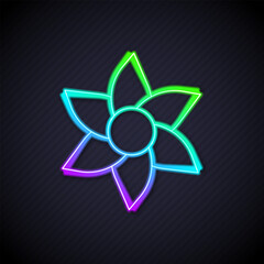 Wall Mural - Glowing neon line Flower icon isolated on black background. Sweet natural food. Vector