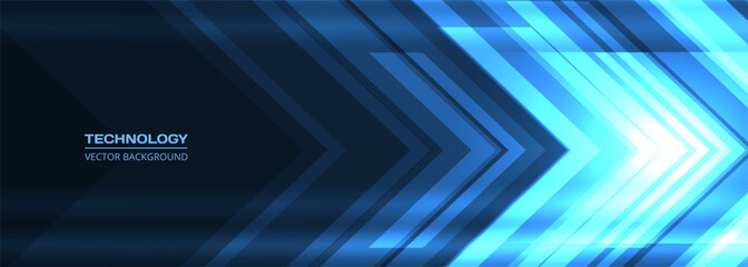Poster - Abstract blue arrows movement high-speed futuristic technology background concept. Dynamic motion blue hi tech digital arrows and light stripes. Vector illustration