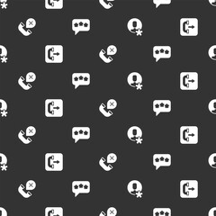 Poster - Set Elected employee, Outgoing call phone, Declined or missed and Speech bubble chat on seamless pattern. Vector