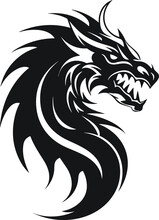 Dragon Head Illustration Isolated On White Background