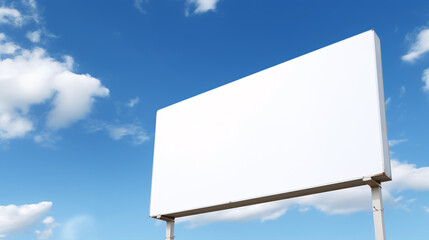  Template of Outdoor billboard on blue sky background. Mock up for custom design.