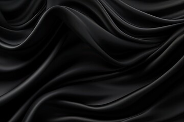 Poster - black silk drapery. 3d rendering, 3d illustration. abstract background black fabric, ai generated