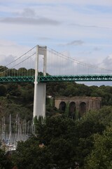 Poster - bridge over the river in La Roche Bernard, France 