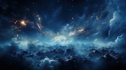 panorama view universe space shot of milky way galaxy with stars on a night sky background ai genera