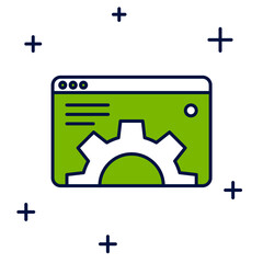 Poster - Filled outline Browser setting icon isolated on white background. Adjusting, service, maintenance, repair, fixing. Vector