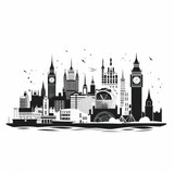 Fototapeta Londyn - A cartoon illustration of the city of London. Generative AI.