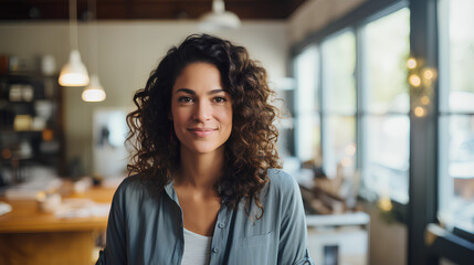 Wall Mural - portrait of a woman in a cafe