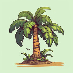 Wall Mural - A cartoon illustration of a Palm Tree. Generative AI.