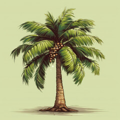 Wall Mural - A cartoon illustration of a Palm Tree. Generative AI.