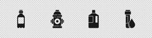 Set Bottle Of Water, Fire Hydrant, Big Bottle With Clean And Test Tube Drop Icon. Vector