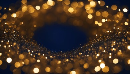 Wall Mural - Dark blue and gold particle abstract background - Christmas golden light, shine particles bokeh, navy blue, gold foil texture, holiday concept