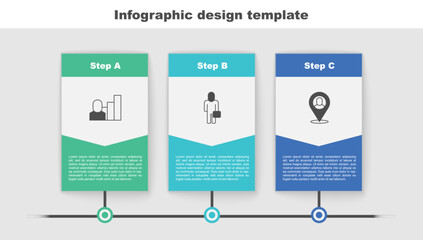 Sticker - Set Productive human, Businessman and Worker location. Business infographic template. Vector