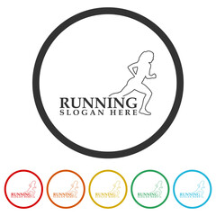 Wall Mural - Running Sports Logo design Template. Set icons in color circle buttons