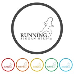 Wall Mural - Running Sports Logo design Template. Set icons in color circle buttons