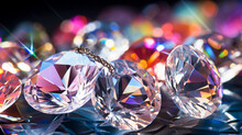 Macro Close-up Of Diamond Necklace Facets