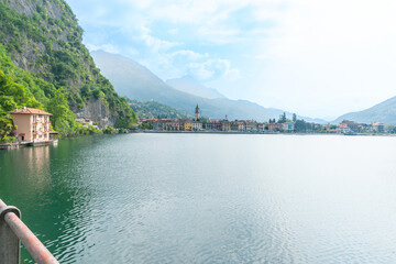 Sticker - LAke Lugano landscape with town of Porlezza Italy.