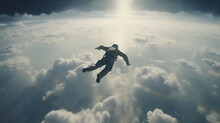 Skydiver Background High Adrenaline Falling Through Clouds Wallpaper Cool. Generative AI