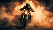 Motorcycle driving through smoke background burnout wallpaper musky feel high adrenaline. Generative AI