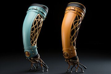Poster - Robotic prosthetics enhancing mobility and quality of life, showcasing advancements in assistive technology. Generative Ai.