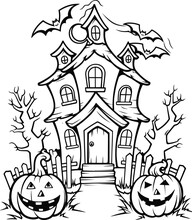 Coloring Page Of A Happy Halloween