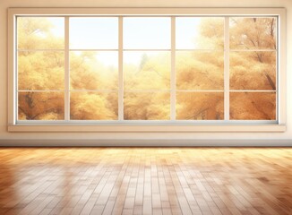 Window sill against the background of an autumn autumn window.