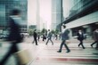 Blurred business people walking in the city scape