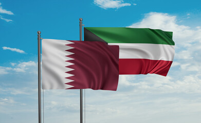 Wall Mural - Kuwait and Qatar flag