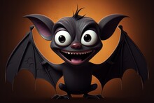 A bat evoking both endearment and spookiness, enhancing Halloween visuals. Created as a drawing or photo, resembling a cartoon.. ai generation