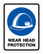 © ยงยุทธ จันทะบุตร - Wear Head Protection Symbol Sign, Vector Illustration, Isolate On White Background Label. EPS10
