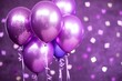 Joyful celebration with purple balloons in the air, generative AI