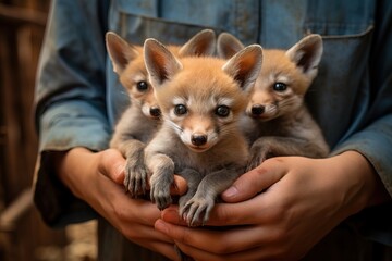 Aufkleber - Foxes in arms of man