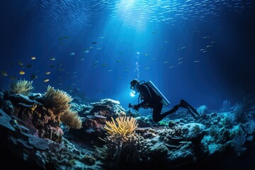 Poster - Scuba diver at bottom of ocean