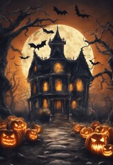 Wall Mural - Creepy and Spooky Retro Style Halloween Poster