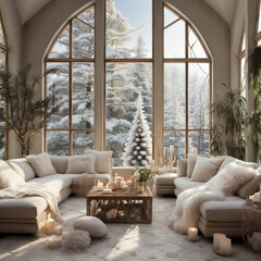 Wall Mural - AI-Generated Winter holiday boho chic decorating ideas