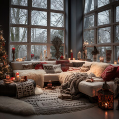 Wall Mural - AI-Generated Winter holiday boho chic decorating ideas