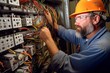 © Anne Schaum - Headshot portrait photography of a skilled electrician repairing a complex wiring system