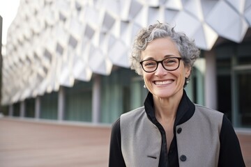 Wall Mural - Portrait of a senior businesswoman in front of a modern building