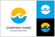 Wave Sun Vector Logo Design Template