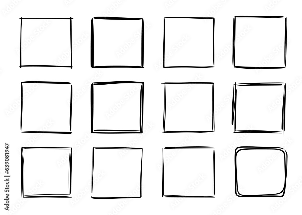 Hand drawn sketch frame vector. Simple doodle rectangle pencil frame ...