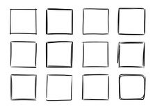 Hand Drawn Sketch Frame Vector. Simple Doodle Rectangle Pencil Frame Border Shape. Hand Drawn Doodle Scribble Border Element For Text Quote Template. Pencil Brush Stroke Style. Vector Illustration