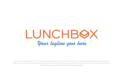 lunch box logo typography style with letter O as abstract package