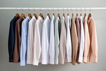 Row of shirts on hangers, front view